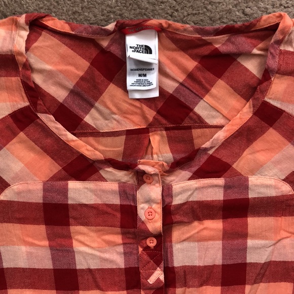 The North Face summer plaid camping outdoor blouse Womens M 100% organic cotton - Picture 4 of 9